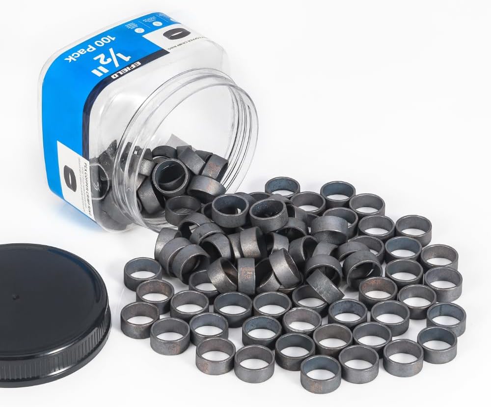 100Pcs EFIELD 1/2-inch Pex Copper Crimp Rings(CLAMP024-100)