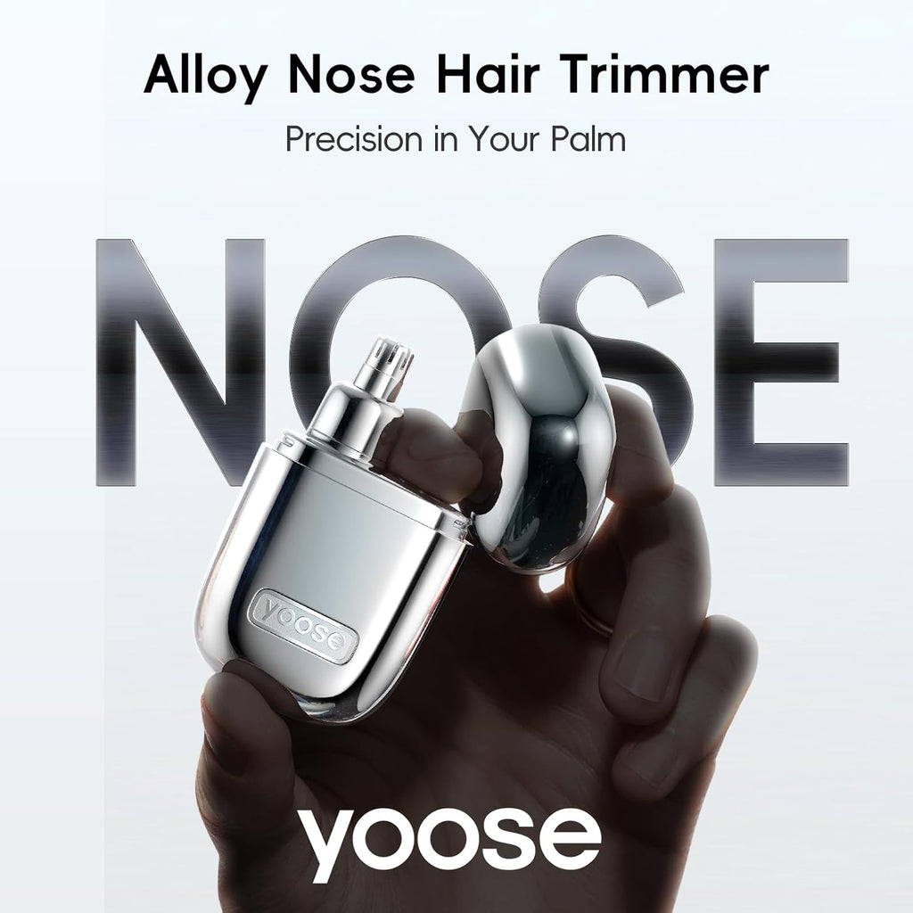 Nose Hair Trimmer, Alloy Nose Trimmer for Men and Women, Silver | IPX7 Waterproof, USB-C Rechargeable, Travle Size