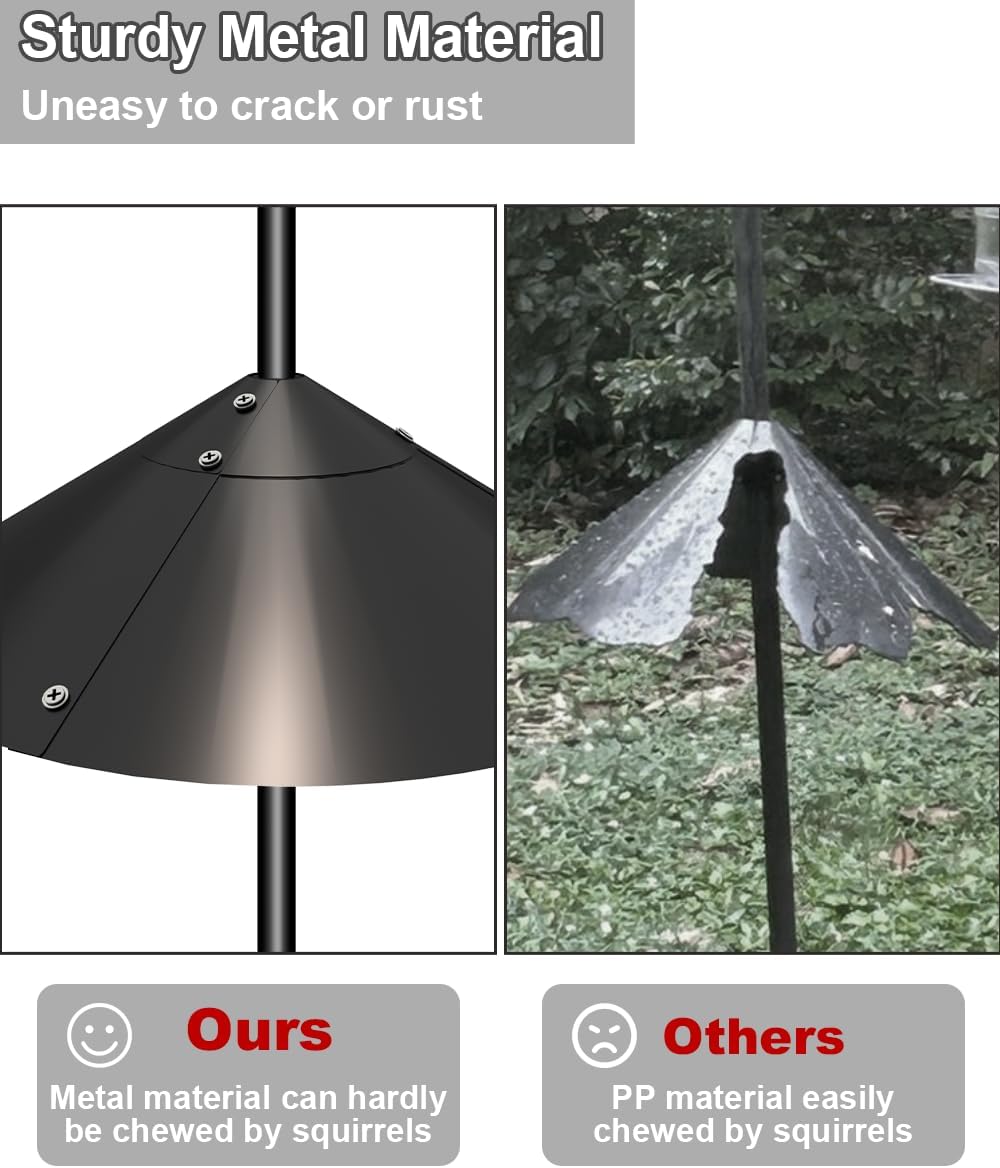 Metal Squirrel Baffle for Bird Feeder Pole, Outside Pole Mount Bird House Guard for Outdoor Shepherd’s Hook, 19 Inch