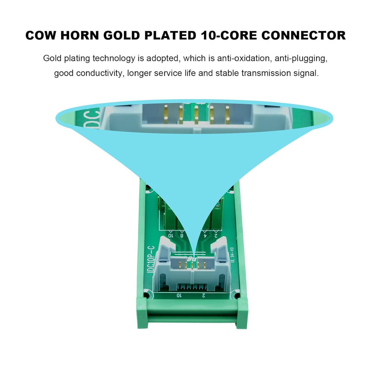 IDC10 2x5 10Pins 0.1" FRC Connector Interface Module DIN Rail Mount Male Header Terminal Block Breakout Board for PLC MCU Flat Ribbon Cable (IDC10 2x5Pin)