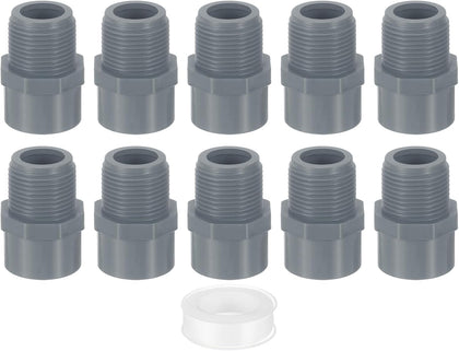 uxcell Pipe Connectors 10Pcs 3/4" 2-Way PVC with Sealant Tape