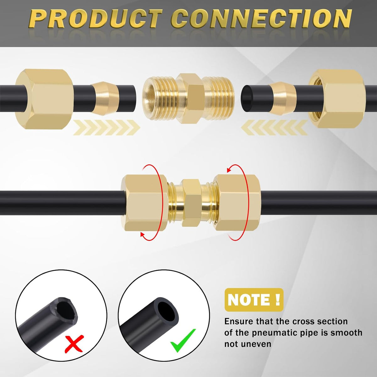 10Pcs 3/8" OD x 3/8" OD Compression Union Fittings