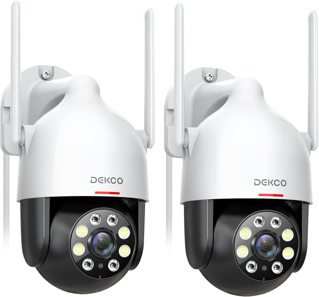 2K Security Camera Outdoor 2Packs, WiFi Outdoor Security Cameras Pan-Tilt 360° View, 3MP Surveillance Cameras with