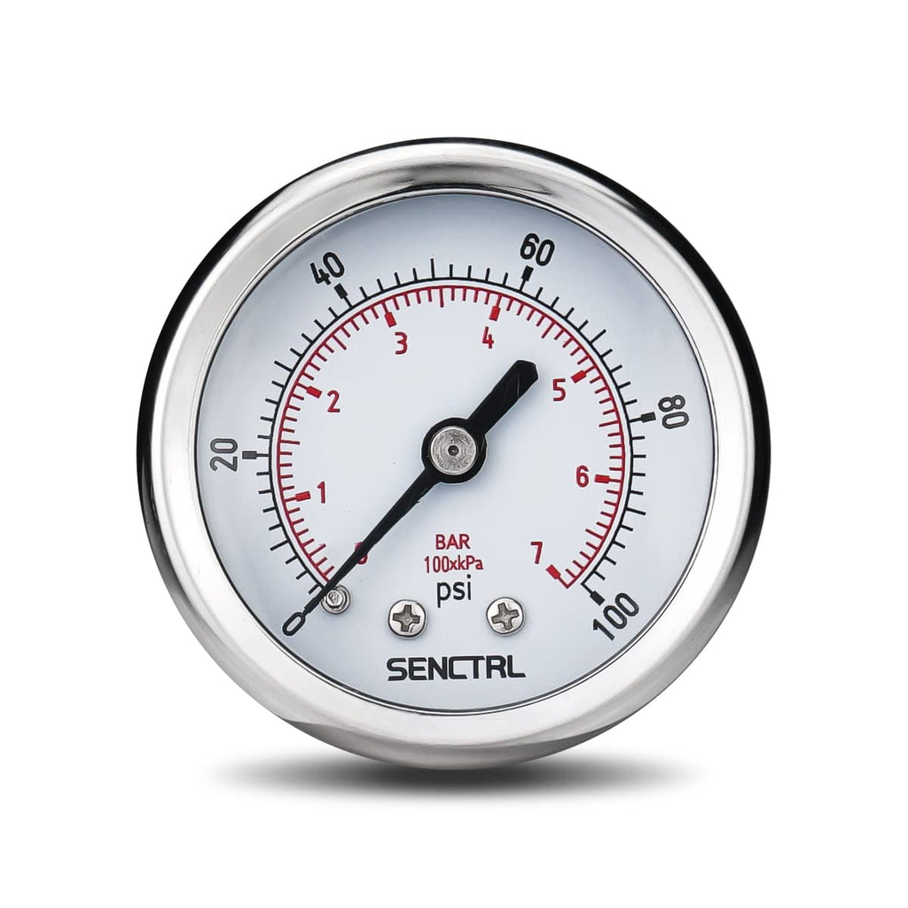 SENCTRL 0-100 Psi Pressure Gauge, 1/4" NPT Back Mount