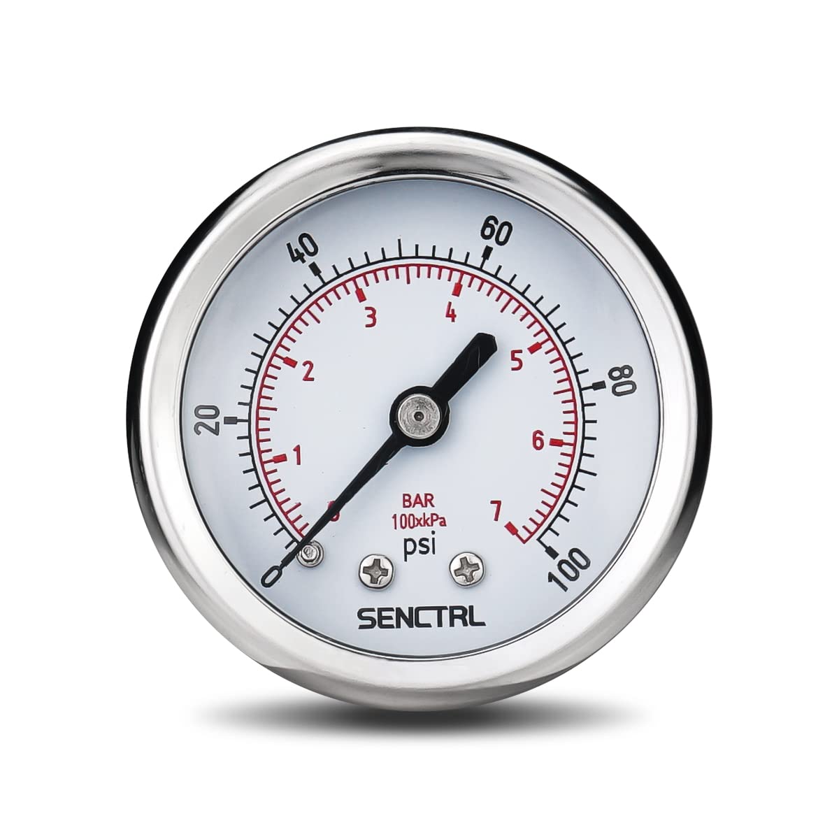 SENCTRL 0-100 Psi Pressure Gauge, 1/4" NPT Back Mount