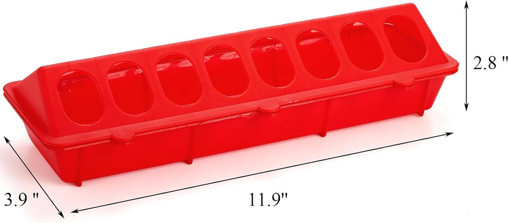 6 Pack Flip Top Poultry Feeder, Plastic Chicken Feeder Trough Multi-Hole Poultry Feeding Tray No Mess No Waste Chick