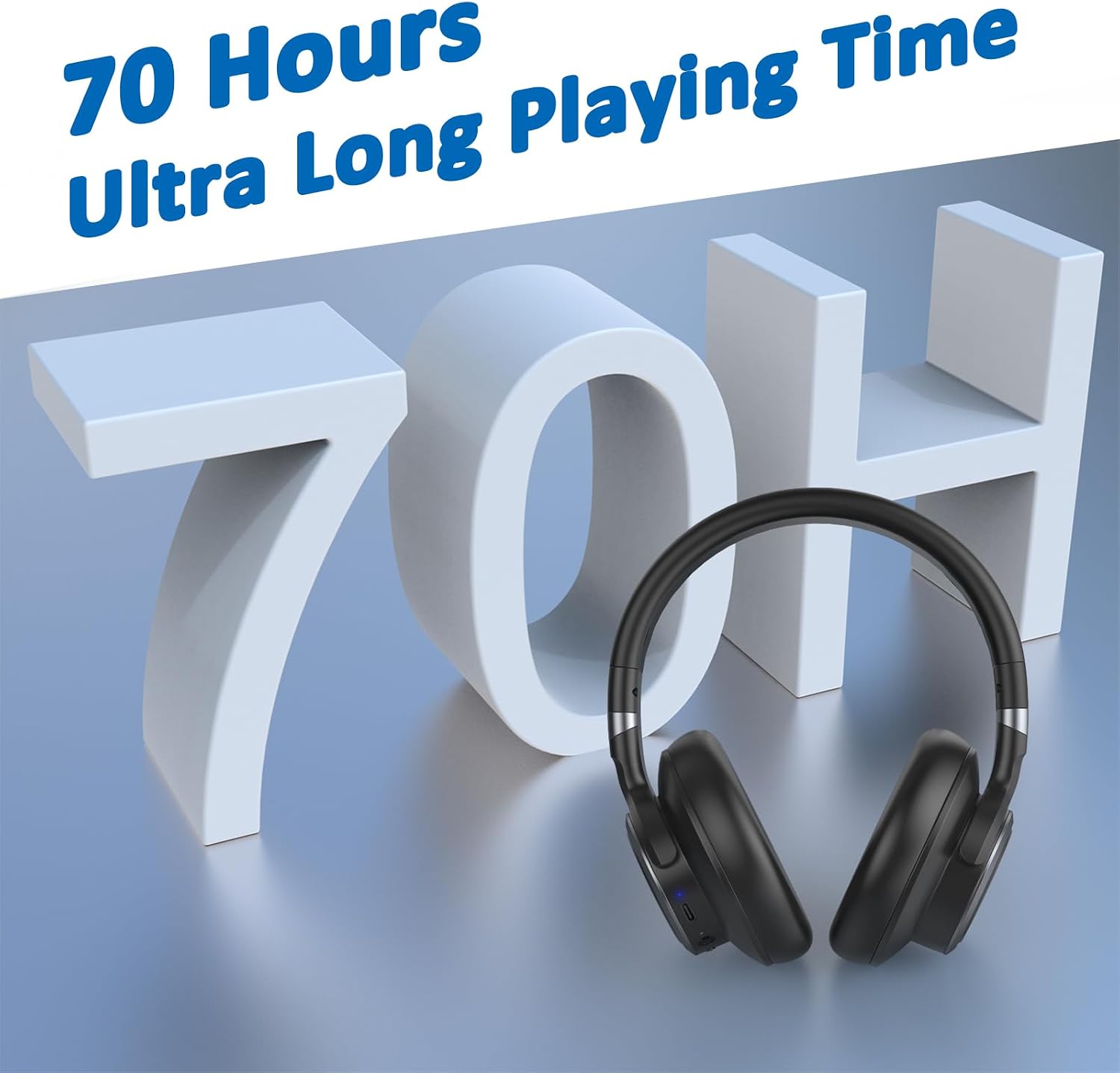 Active Noise Cancelling Headphones, 70 Hours Playtime Bluetooth Headphones Wireless with Microphone, Transparency