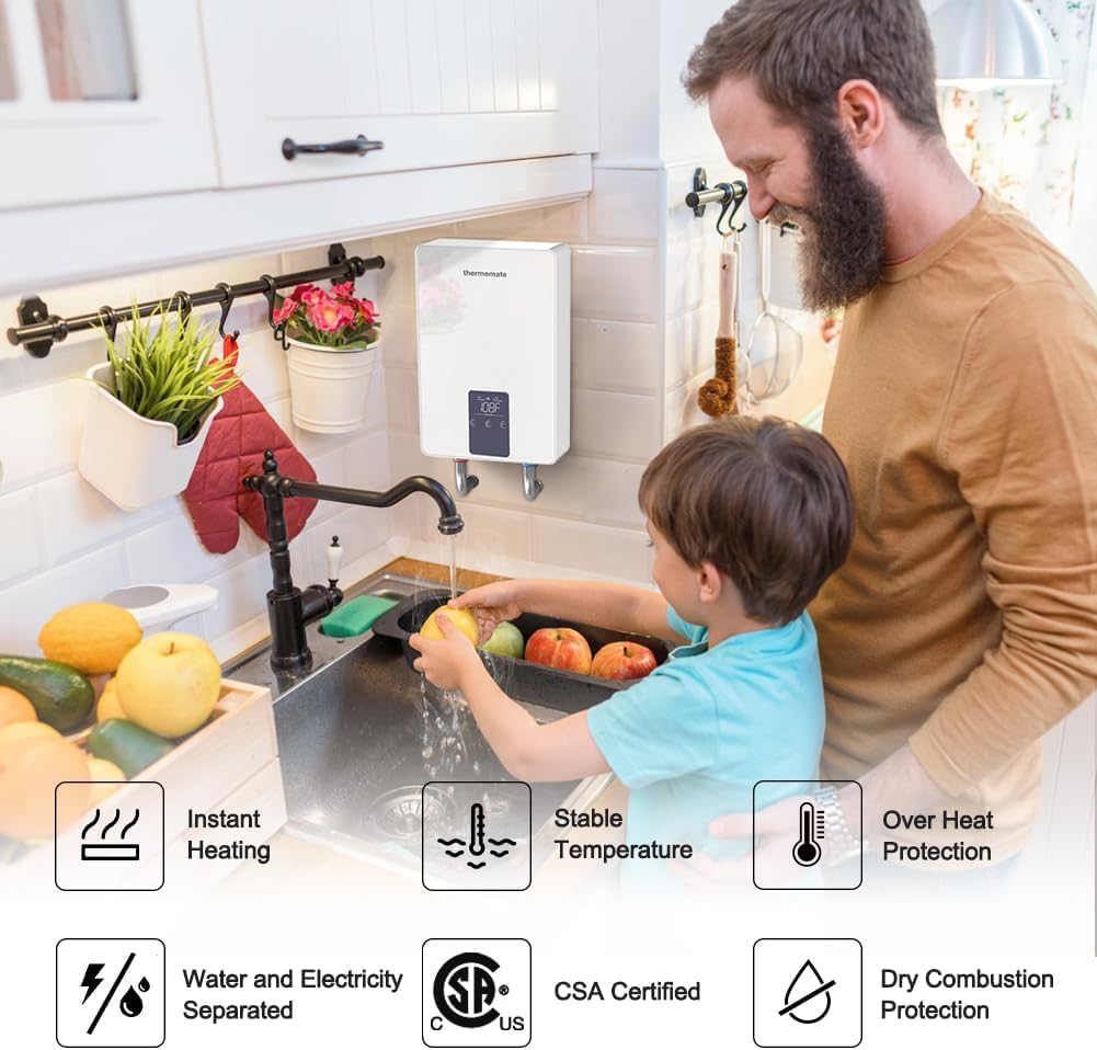 Tankless Water Heater Electric for Sink Faucet, 4500W 110~120V Small Point of Use Instant Hot Water Heater ETL