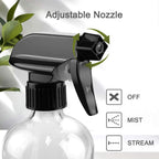 Glass Spray Bottles, 16oz Refillable Containers, Empty Boston Round Bottles with Labels & Adjustable Nozzle for