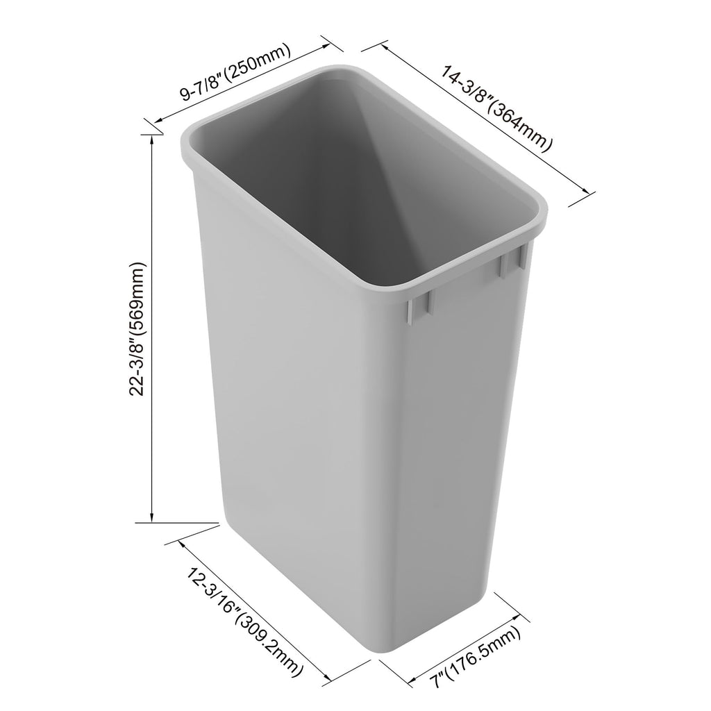 Dowell 50Qt Waste Trash Container, 13Gal, Plastic, Stackable, for Kitchen/Bathroom/Office, Tall Trash Can 22-3/8"H