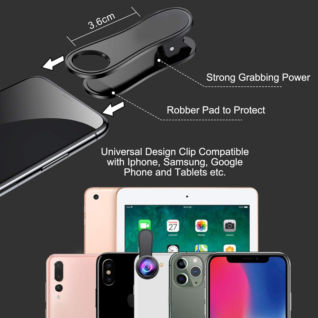 3in1 Phone Camera Lens Kit Fisheye+Wide Angle+Macro Lens for iPhone | 198° Fish Eye Lens + 120° Super Wide-Angle Lens