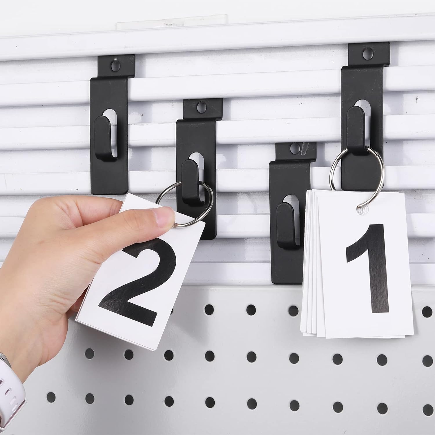 50 Packs Slatwall Hooks, Picture Hanger Utility Notch Black | Retail Display, Slatwall Panel, Pegboard, Slat Grid