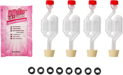 Bubble Airlock Fermentation Kit – 4-Piece Bubbler Airlocks, #6 Drilled Stoppers, 8 Grommets & B-Brite Cleaner – For