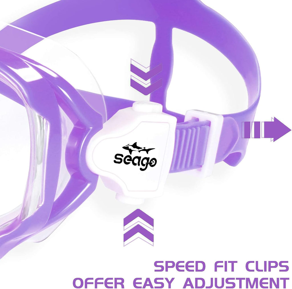Kids Swim Goggles Snorkel Diving Mask for Youth(5-15), Anti-Fog 180° Clear View