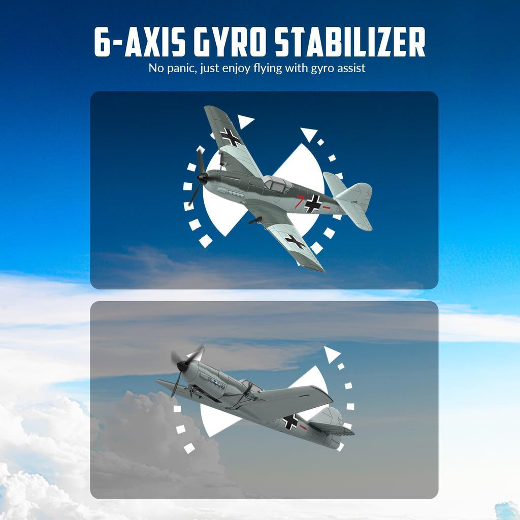 RC Plane, 3 Channel Remote Control Plane for Beginners & Adults | BF109 Fighter RTF, 2.4GHz, 6-Axis Gyro Stabilizer