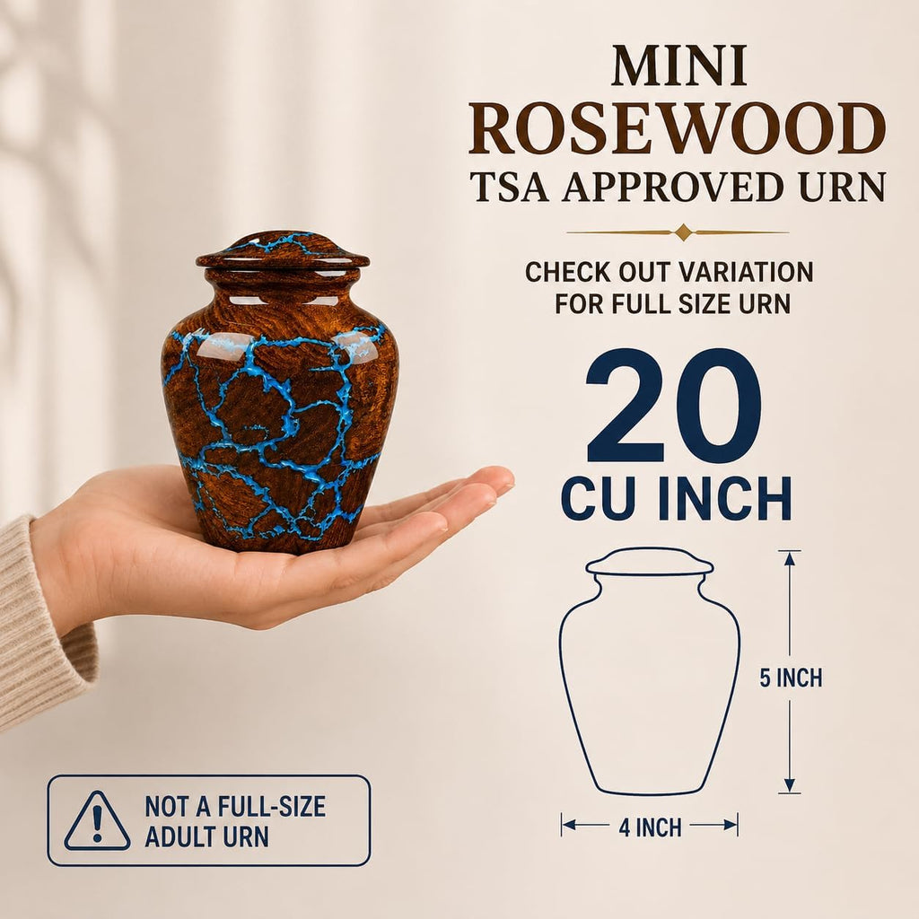 Small Cremation Urn for Human Ashes Adult - Keepsake Memorial & Funeral Urn for Mom, Dad | Premium Mini Rosewood Urn