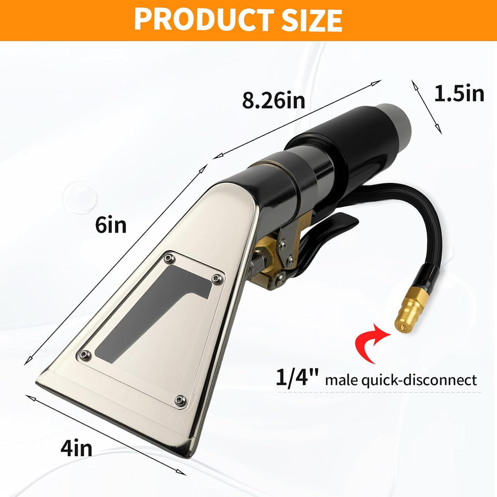 Upholstery Carpet Extractor Wand with Viewing Window for Mytee/Shop Vac | 1.5" Stainless Detailing Hand Wand, Brass