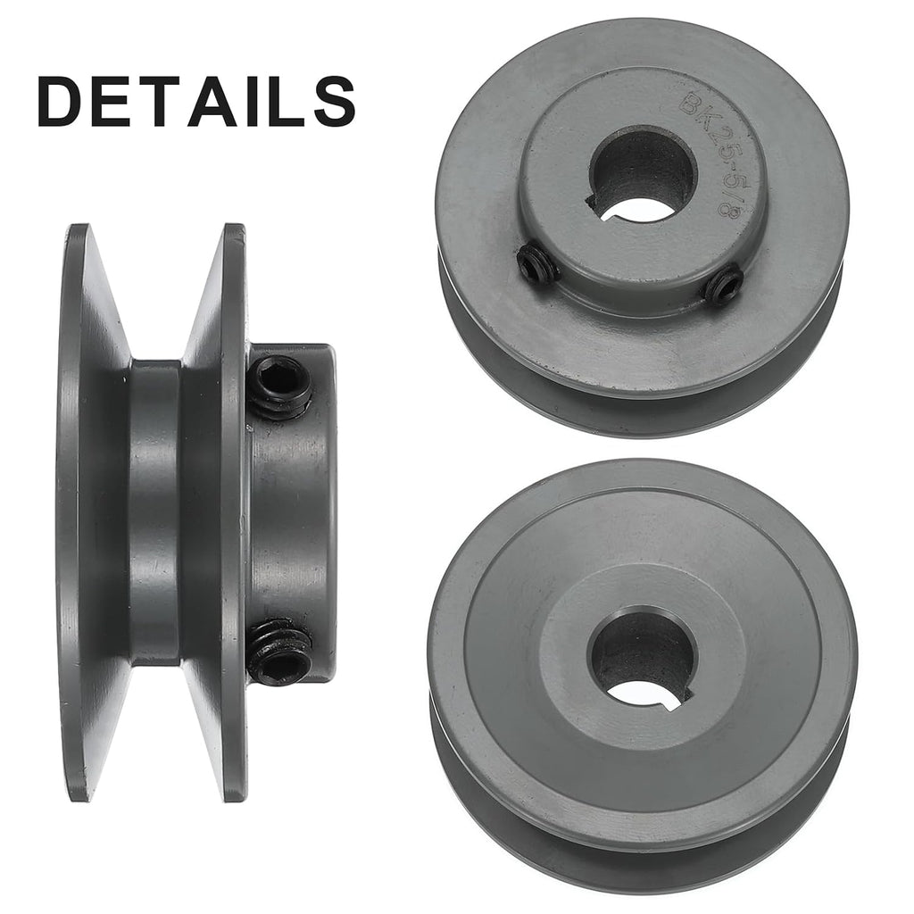 uxcell BK25-5/8 V-Belt Sheave 5/8"Bore x 2.65"OD Single Groove Web Sheave Bored-to-Size Sheave, Cast Iron, Belt Section for 3L or B Belt