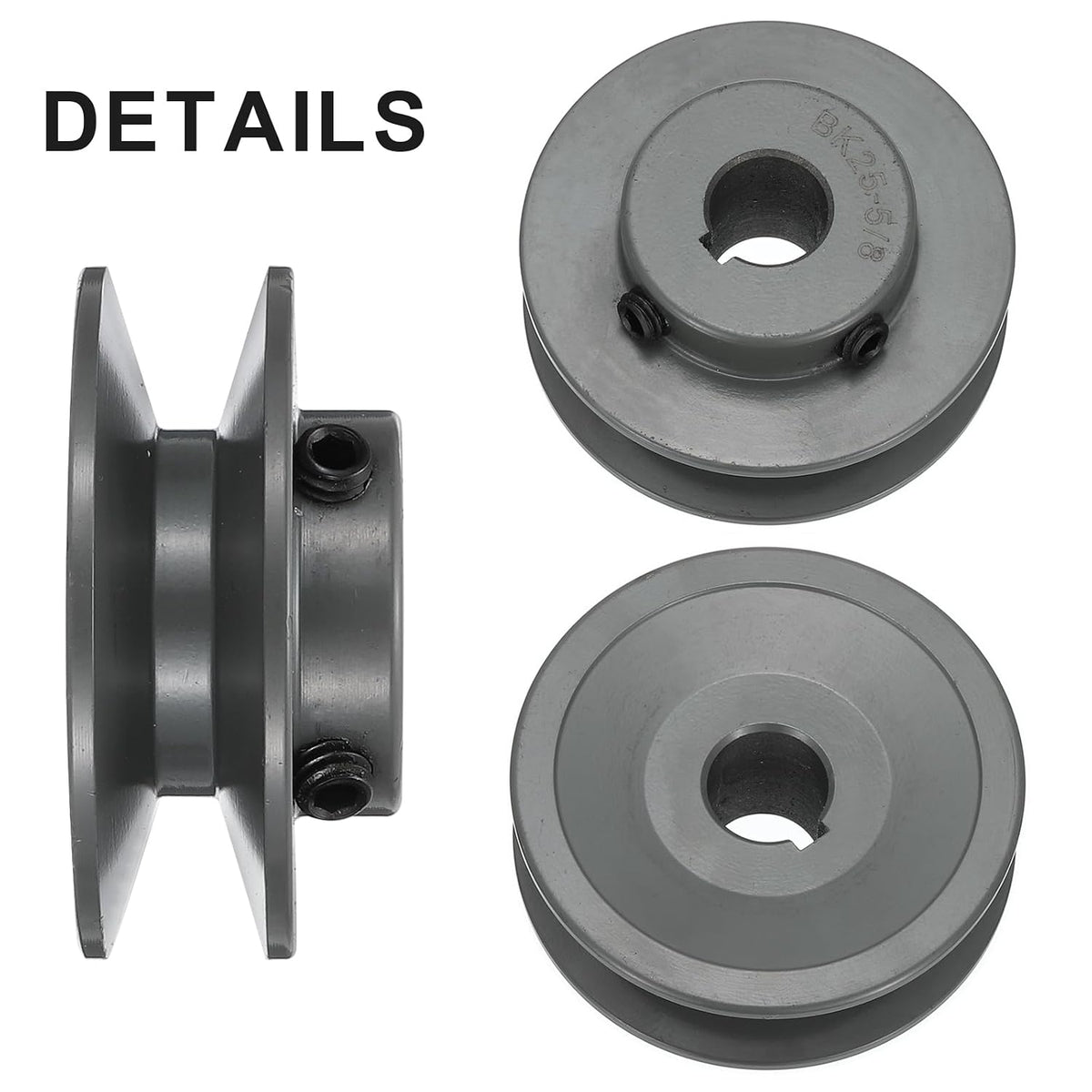 uxcell BK25-5/8 V-Belt Sheave 5/8"Bore x 2.65"OD Single Groove Web Sheave Bored-to-Size Sheave, Cast Iron, Belt Section for 3L or B Belt
