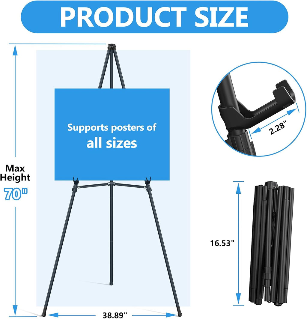 Easel Stand for Sign 70" Adjustable,Portable Metal Easels for Display with Reinforced Support,Folding Easel Sign for