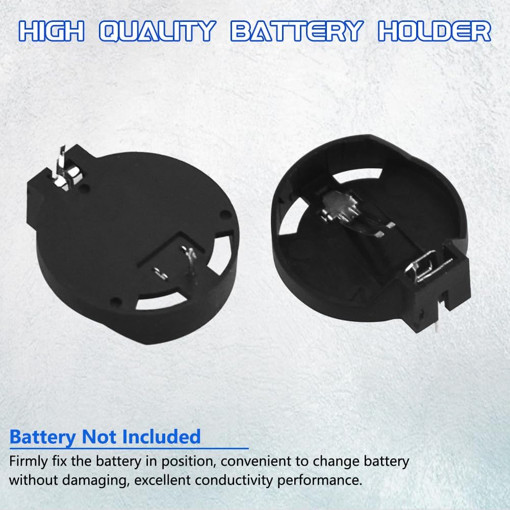 30 PCS Button Battery Holder CR2032 CR2025 Coin Button Cell Battery Holder Case, Black