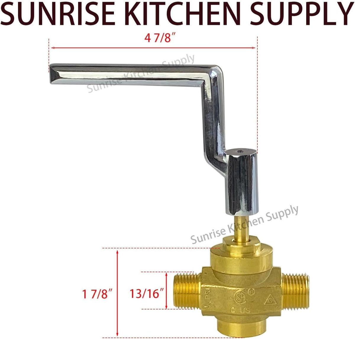 Sunrise Kitchen Supply Gas Burner Ball Valve with Handle for Commercial Wok Range, 1/2" MPT x 1/2" MPT (1 Piece)