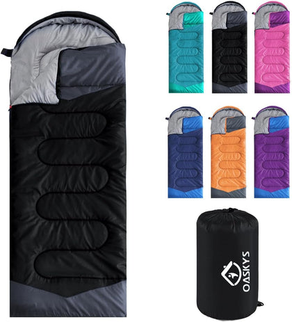 Camping Sleeping Bag - 3 Season Warm & Cool Weather - Summer Spring Fall Lightweight Waterproof for Adults Kids