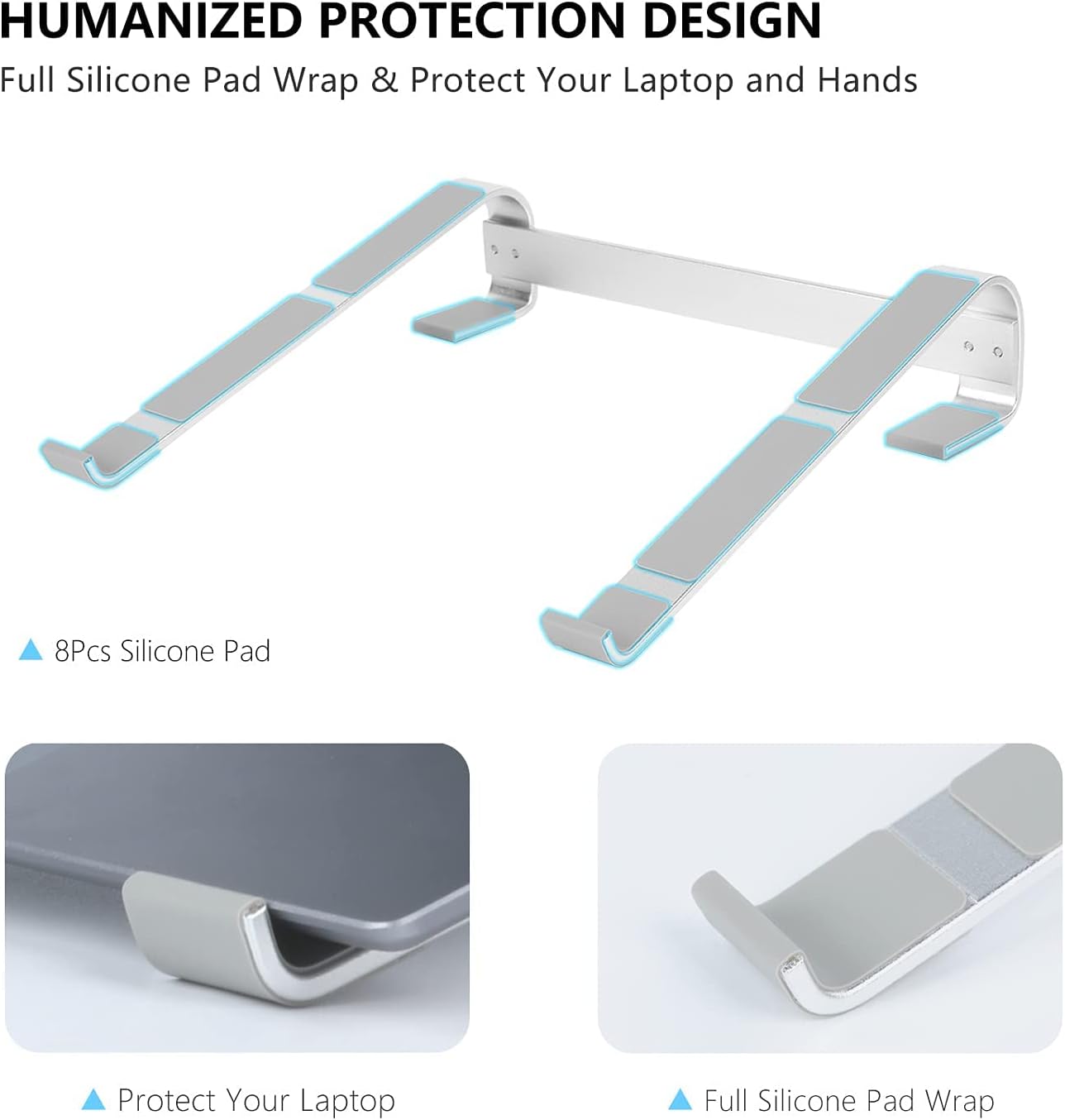 Ventilated Laptop Stand for Desk, Ergonomic Aluminum Laptop Riser, Computer Stand for Laptop, Compatible with MacBook