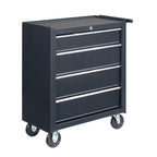 4 Drawer Rolling Tool Cabinet, Lockable Steel Tool Chest, Black