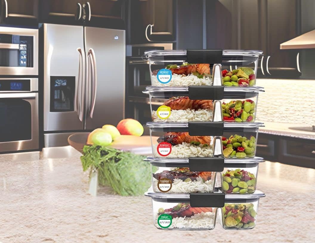 Removable Day Label - 1 inch - Peel Tab - Week (Mon-Sun) (7000 Stickers) - Food and Restaurant Day Dots - FIFO