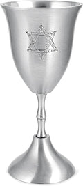Zion Judaica Passover Seder Kiddush Cup with Engraved Star of David Brass Cup 3.75 oz Satin Silver Finish 5.75" Tall
