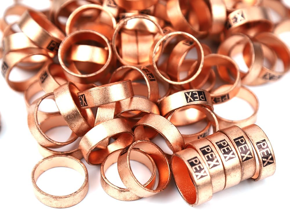 BRONZE PEX Crimp Rings Copper for Pex Pipe Tube System (50, 1 inch)