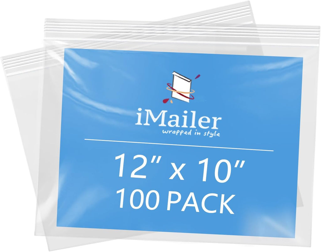 12" x 10" 100 Pack 2 Mil Resealable Zip Bags
