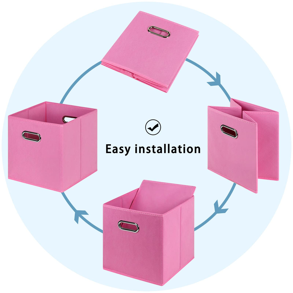 Fabric Cubby Storage Bins,13x13x13 Inches,Cube Organizer Bin Foldable Storage Boxes with Dual Handles Fabric