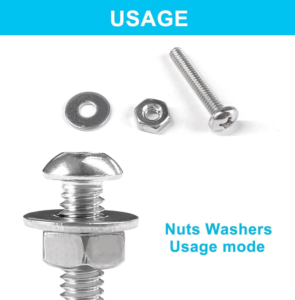 750PCS #2-56#4-40#6-32#8-32 Phillips Pan Head Screws Bolt Nut Flat Washers 304 Stainless Steel Machine Screws Nuts