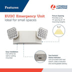 Lithonia Lighting Basics LED Emergency Light, Adjustable Heads 120/277V 2Pk