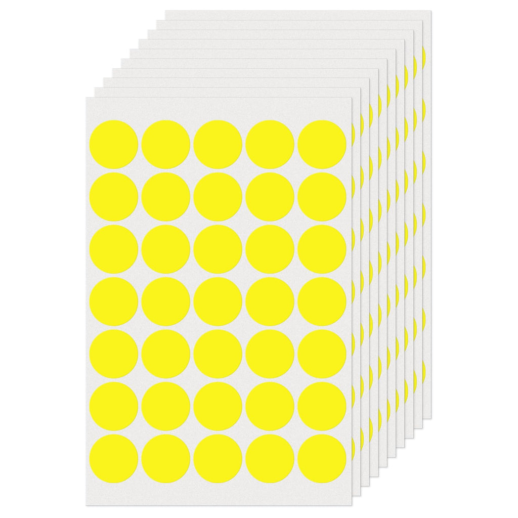 Yellow Round Stickers 1 Inch Removable Vinyl Dot Labels 350 PCS