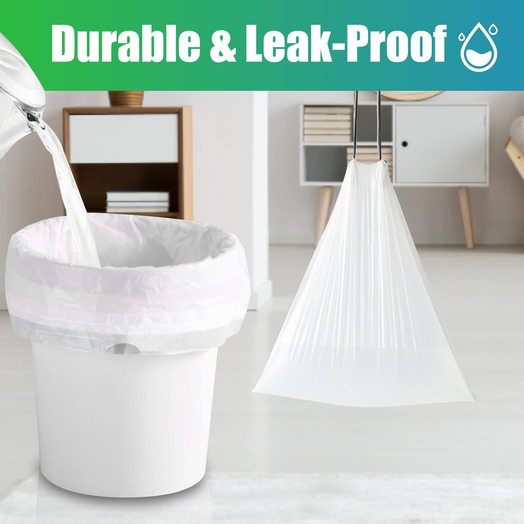Drawstring 4 Gallon Trash Bags, Small Garbage Bags, 60 Count