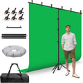 8.5x8.5ft Large Green Screen Backdrop Kit, 8.8x7.5FT T-Shape Stand | Reverse Folding Tripod Stand, Spliced Crossbar