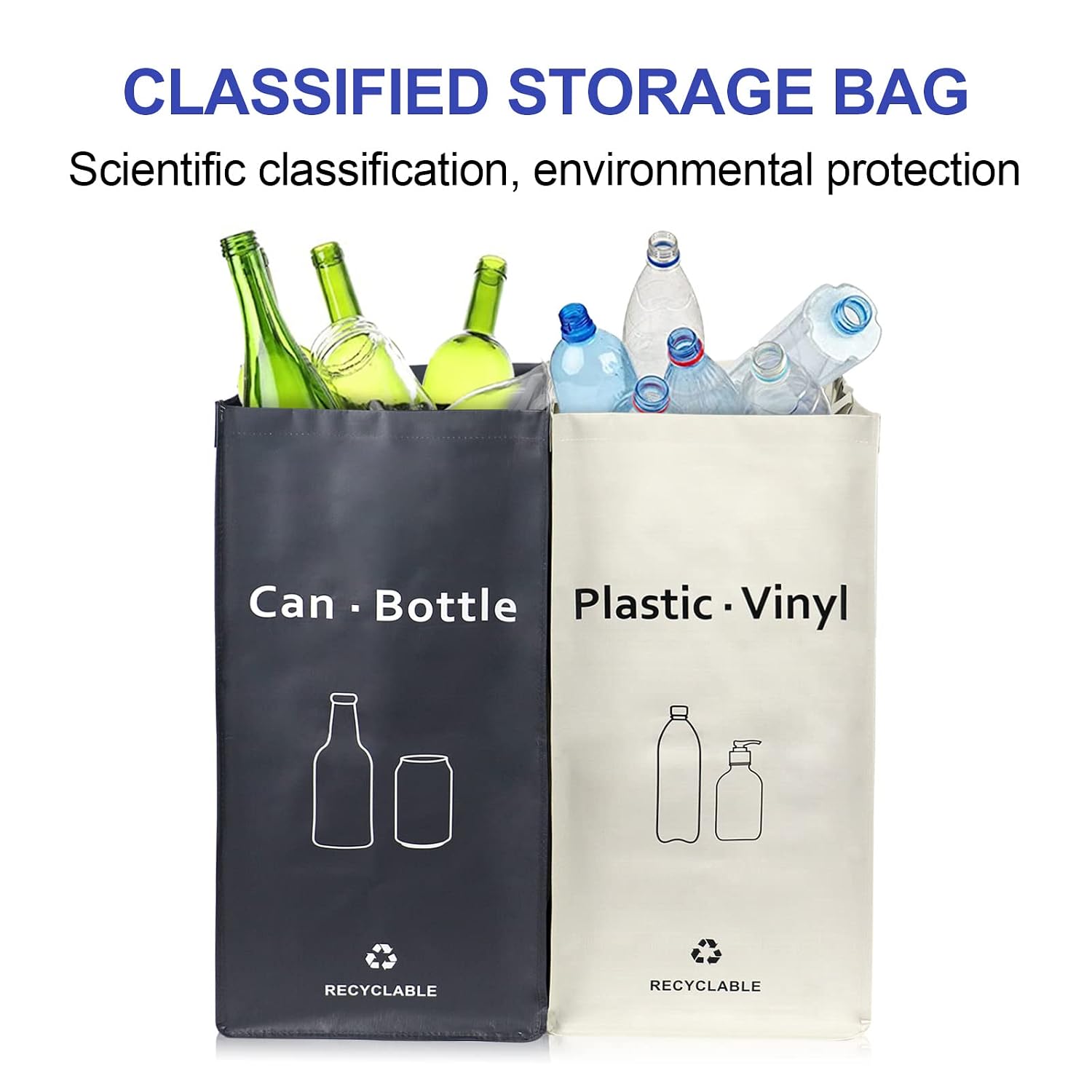 Recycling Bin, Separate Large Recycle Bins for Kitchen - Indoor Home Trash Bin, Recyclable Waste Trash Sorting