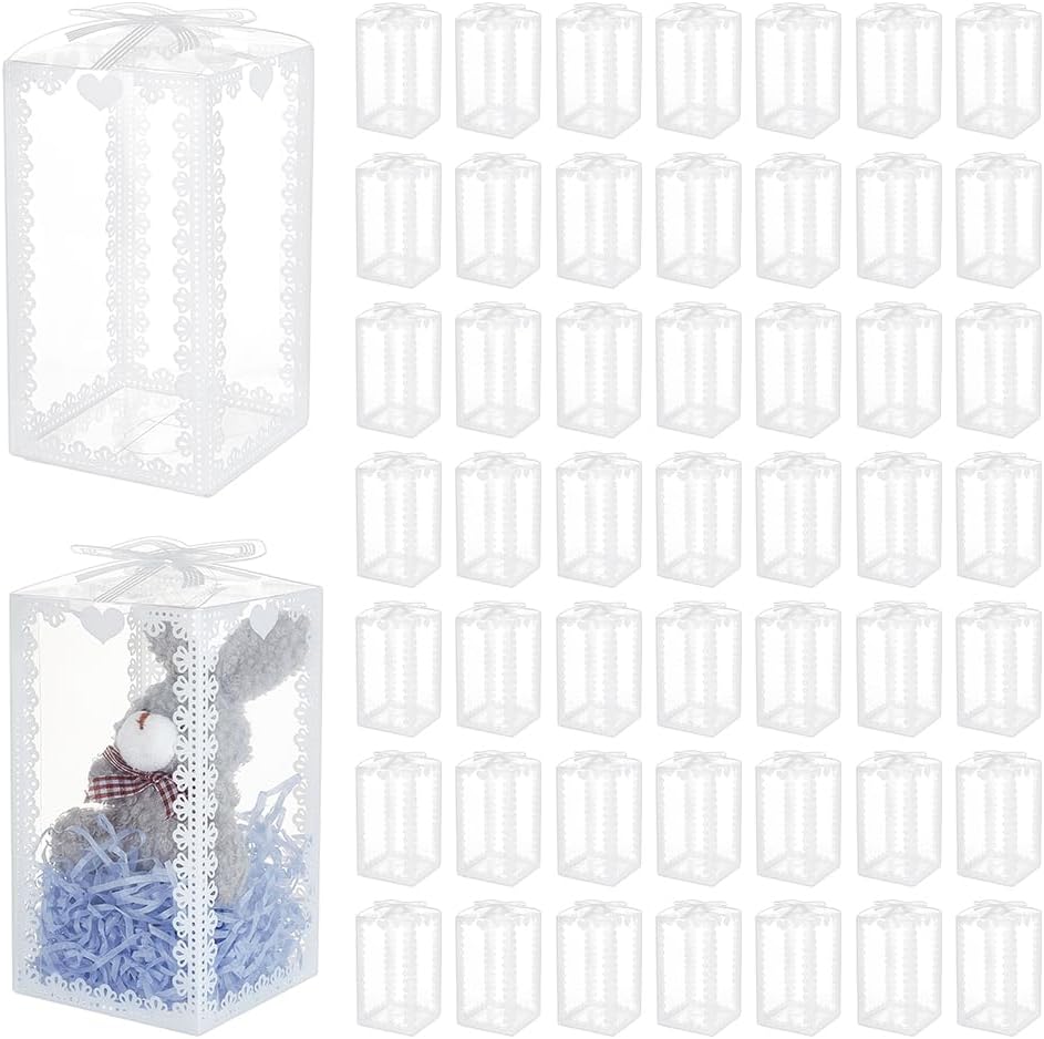 50Pcs 3x3x5.9inch Transparent PVC Favor Boxes