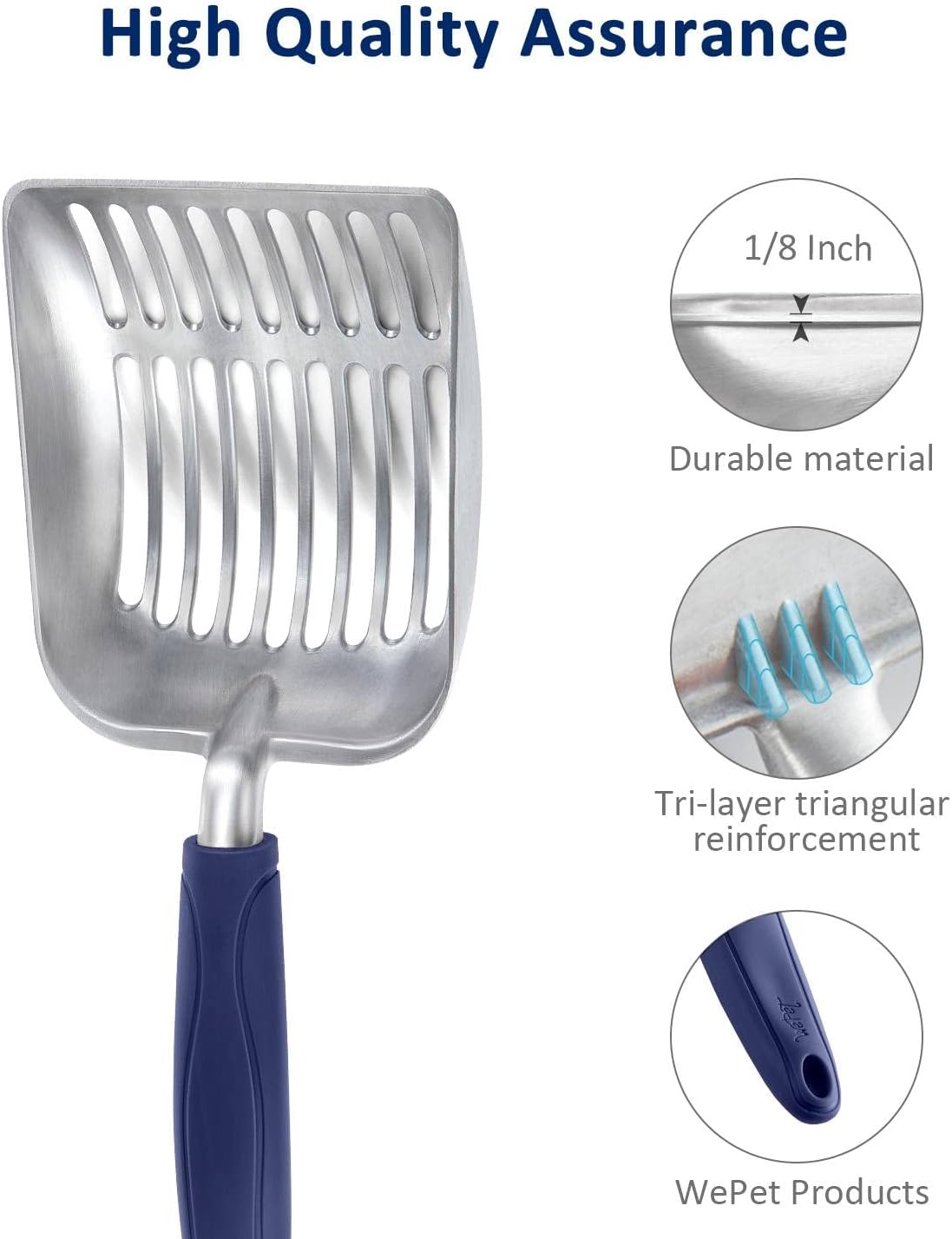 Cat Litter Scoop, Aluminum Alloy Sifter, Kitty Metal Scooper, Deep Shovel, Long Handle, Poop Sifting, Kitten Pooper