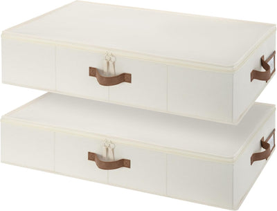 Underbed Storage Containers with Lids, 2-Pack 6" Low Profile Under Bed Organizers for Clothes, Bedding and Sweaters