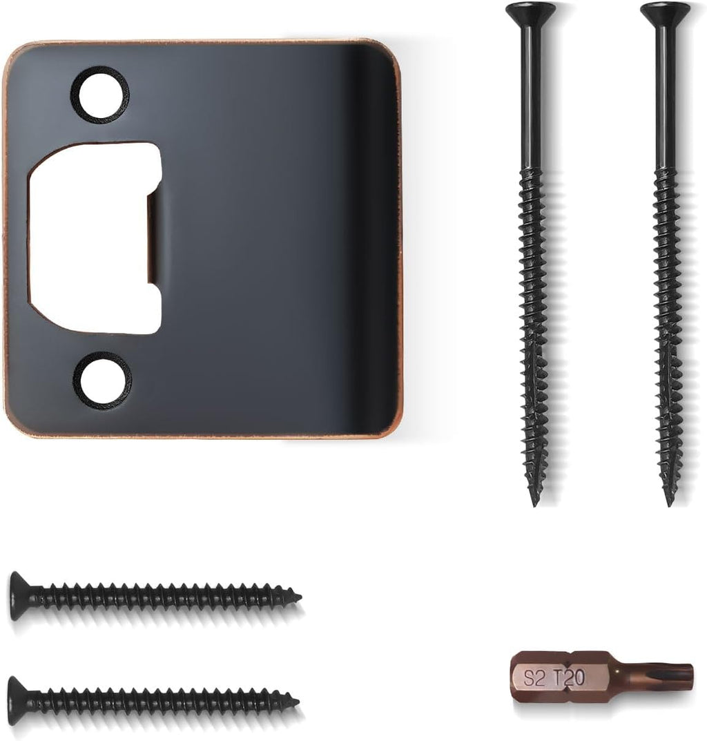 Extended Lip Strike Plate 2-1/4" x 2-1/4", Heavy Duty Version | 2-1/4" Overall Width, Oil Rubbed Bronze, Round