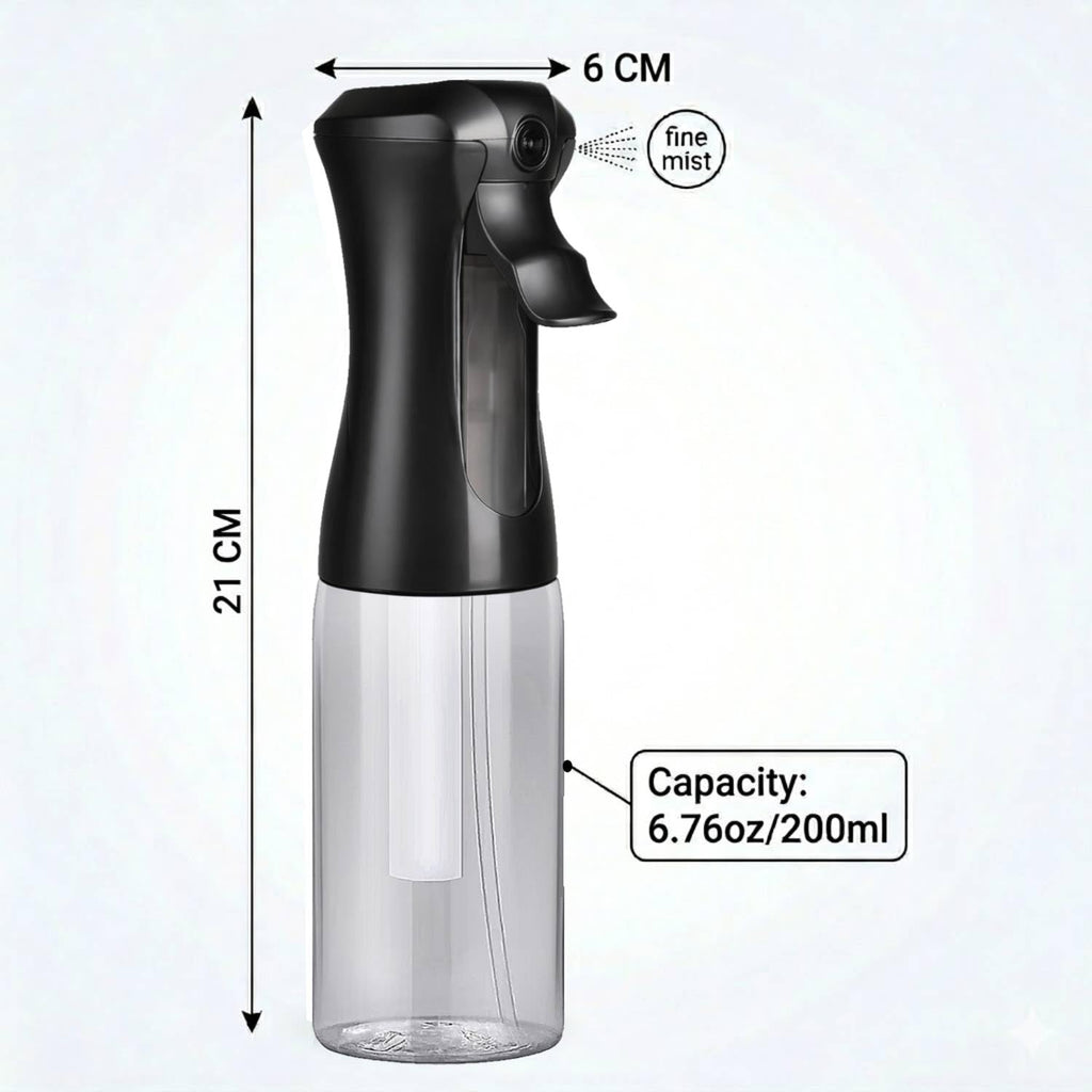 200ml Continuous Mist Spray Bottle, 2-pack (Black/White)