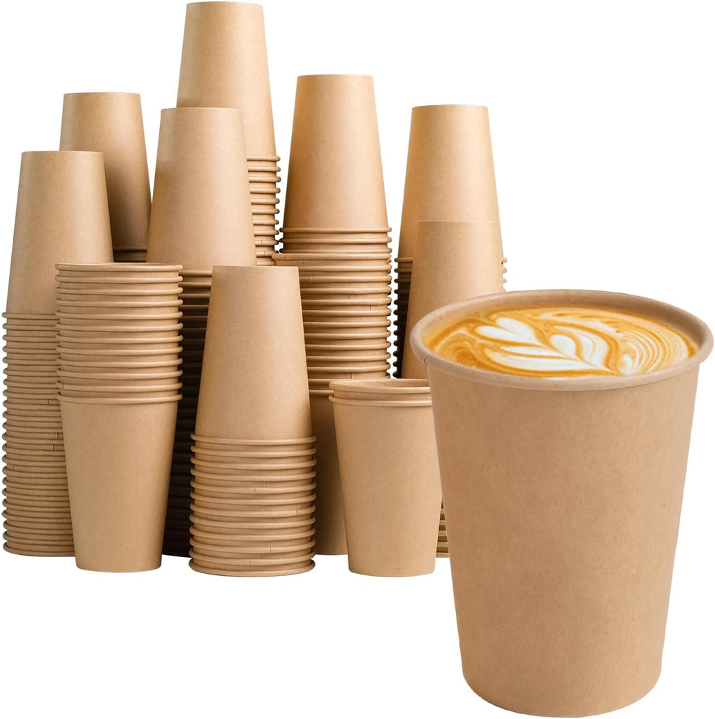 300 Pack 12 oz Kraft Paper Cups, Disposable Coffee Hot Water Cups