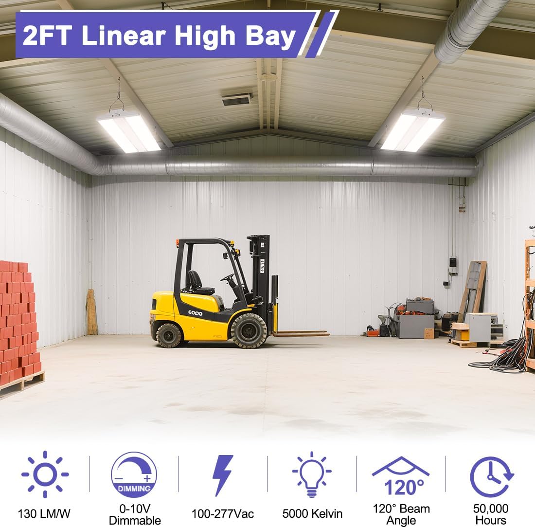 2FT 150W LED Linear High Bay Light, 5000K High Bay Shop Light 4 Pack