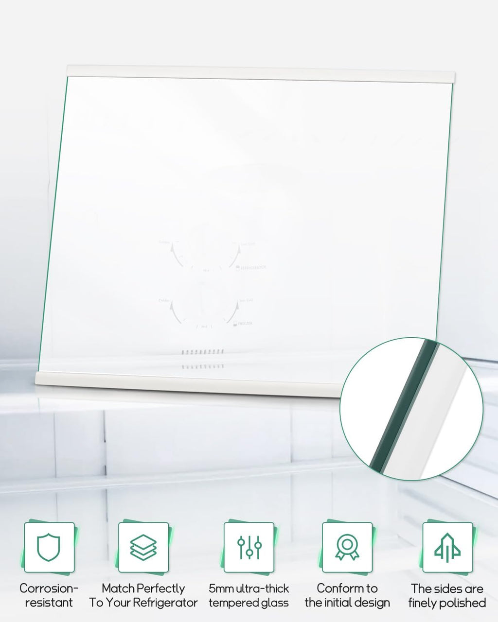 DA97-16362A Refrigerator Glass Shelf Fit for Samsung Refrigerator, Replace DA97-16362T AP6025092 PS17501265, Freezer Tempered Glass Shelf