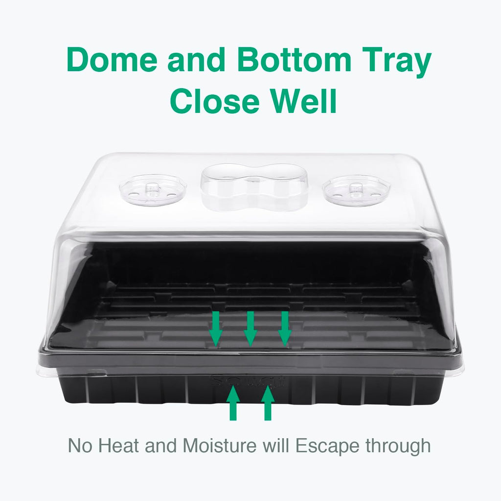 Thick Plastic 5-Set Strong Seed Starter Trays with 5" Humidity Domes