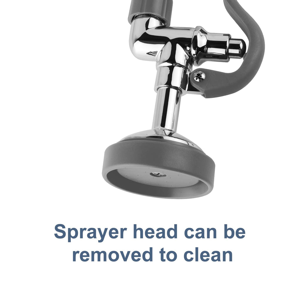 Pre Rinse Sprayer Commercial Sink Sprayer Head,1.42GPM Spray Valve Dish Spray Nozzle with Ergonomic Handle, Commercial Faucet Parts for Commercial Kitchen Sink,Chrome Finished（Gray）